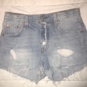 High rise denim shorts